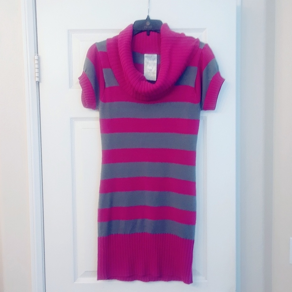 HOT PINK COWL NECK TUNIC